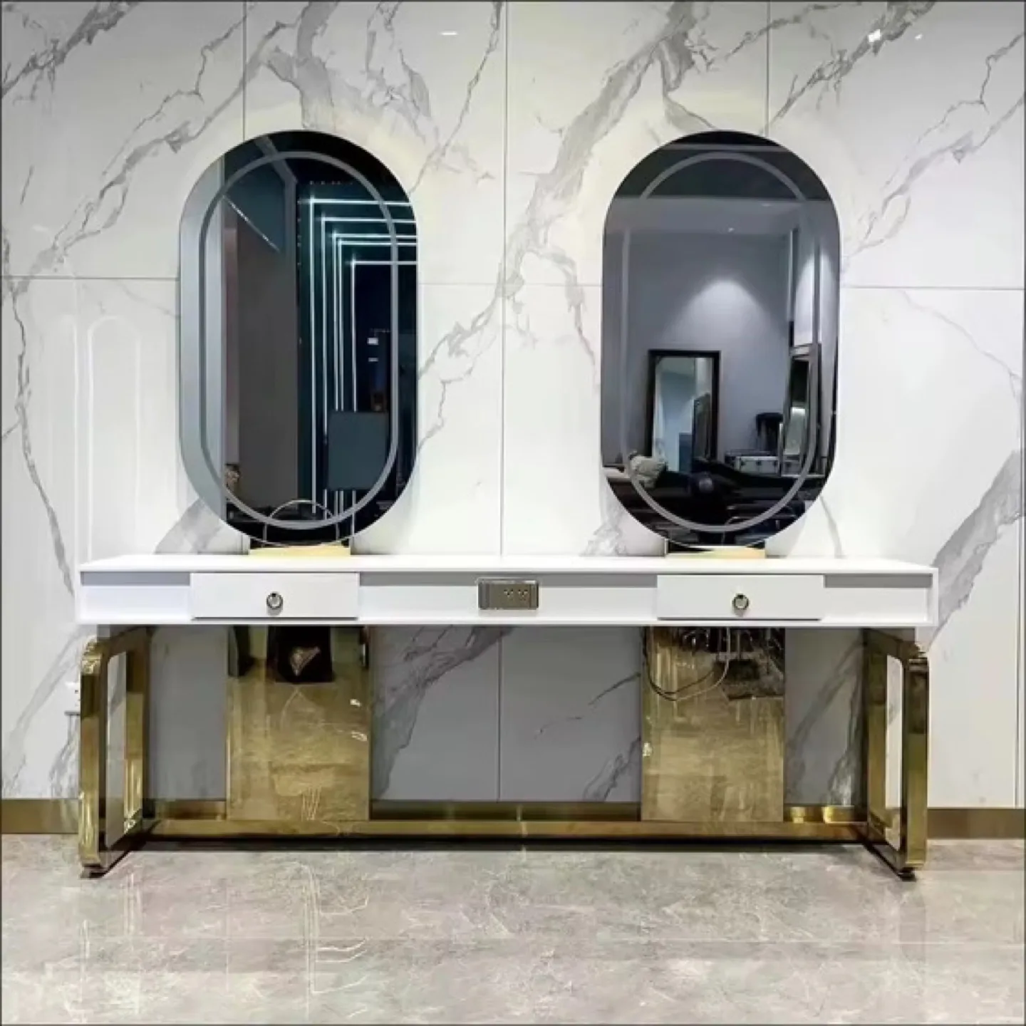Vanity Mirror with Gold Accents thumbnail