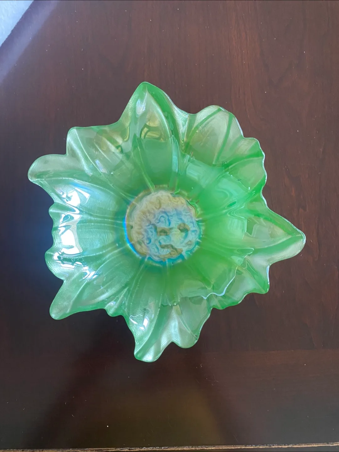 Green Flower Glass Bowl image indicator(2)