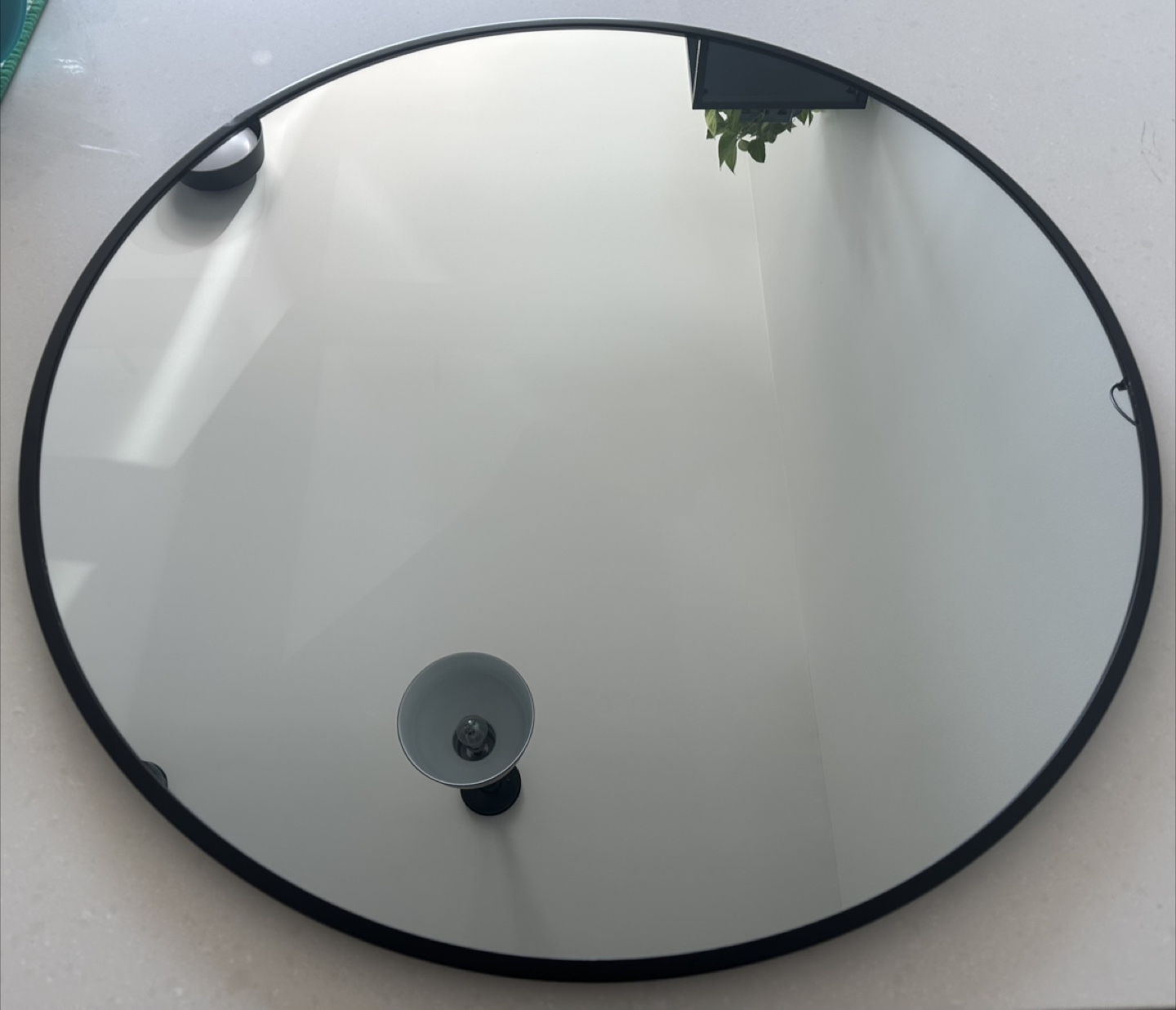 Large Round Black Framed Mirror