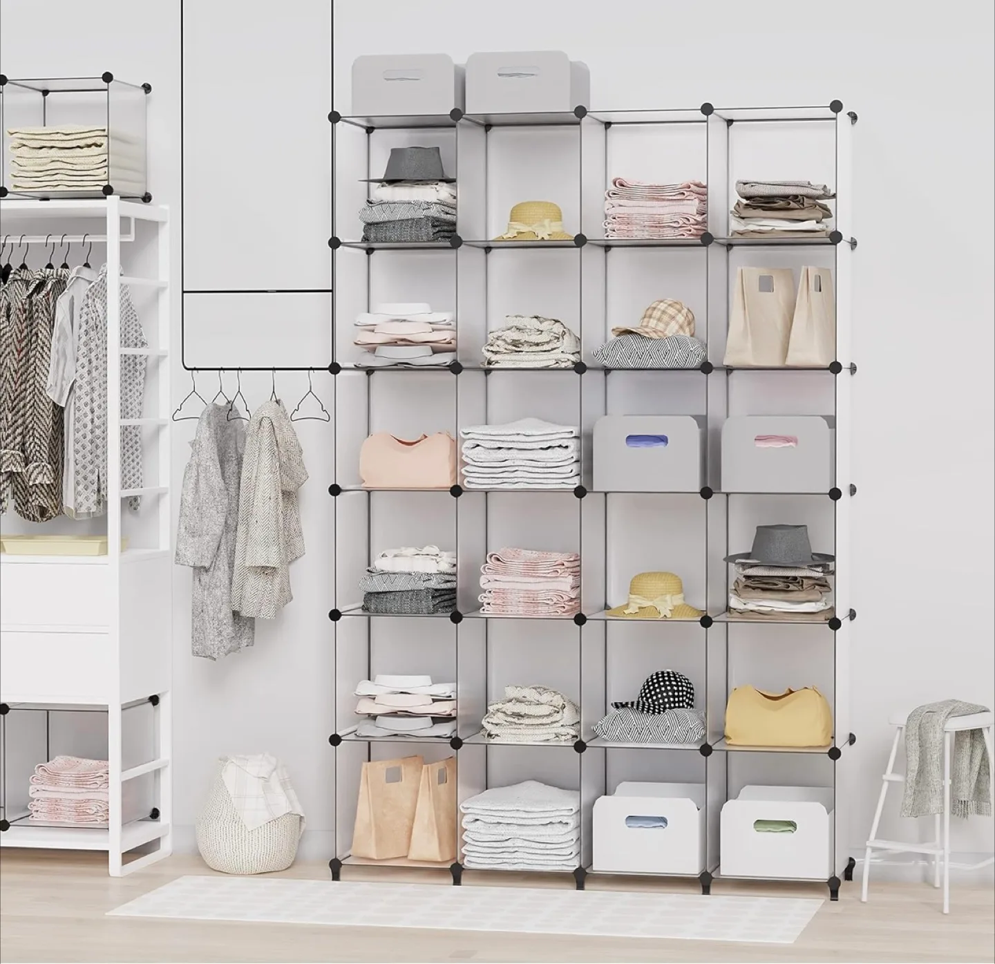 Pack of 20 Modular Cube Storage Organizer, White thumbnail