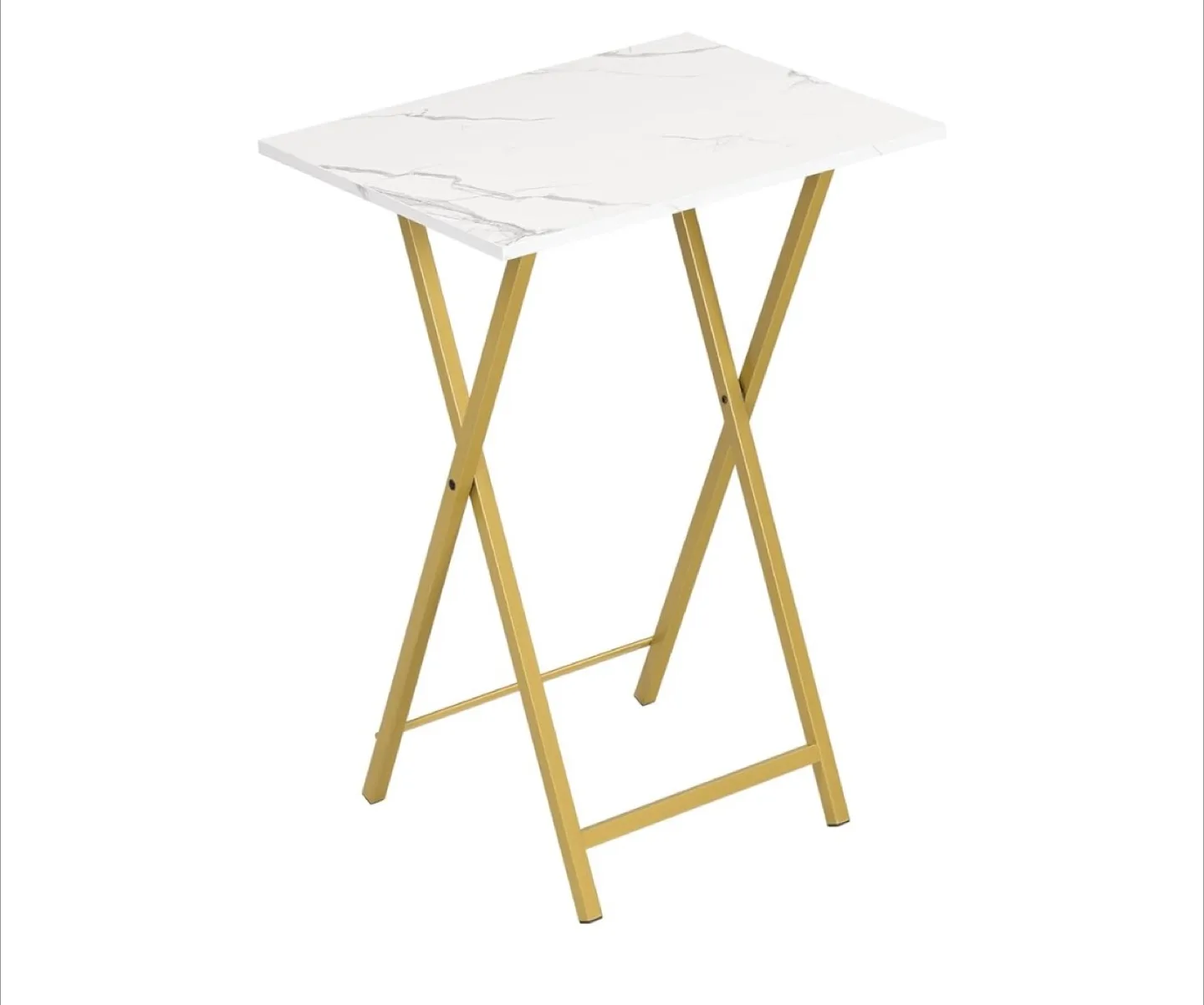 White Marble & Gold Folding Tray Table thumbnail