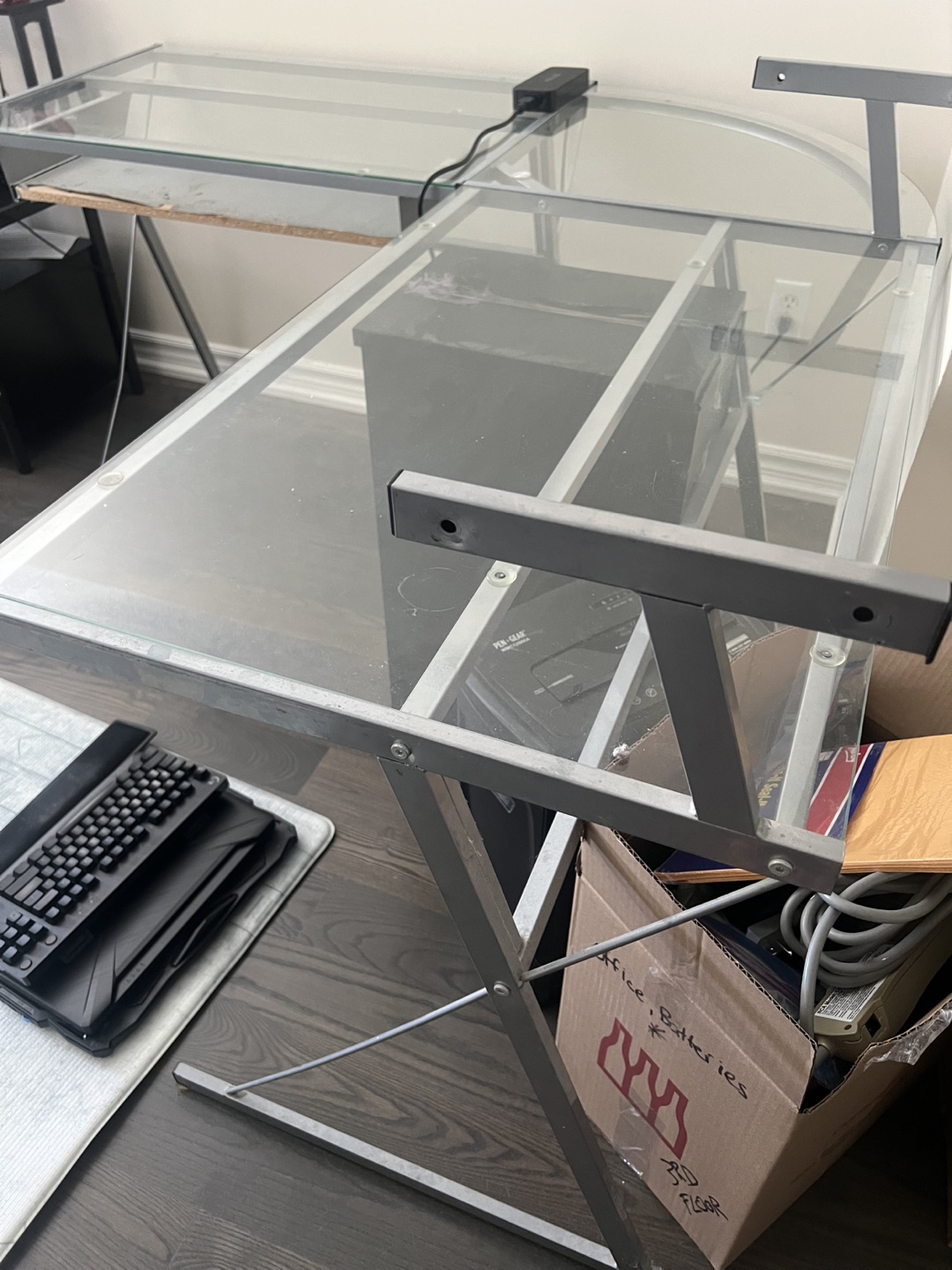 Glass Top Desk L-Shape