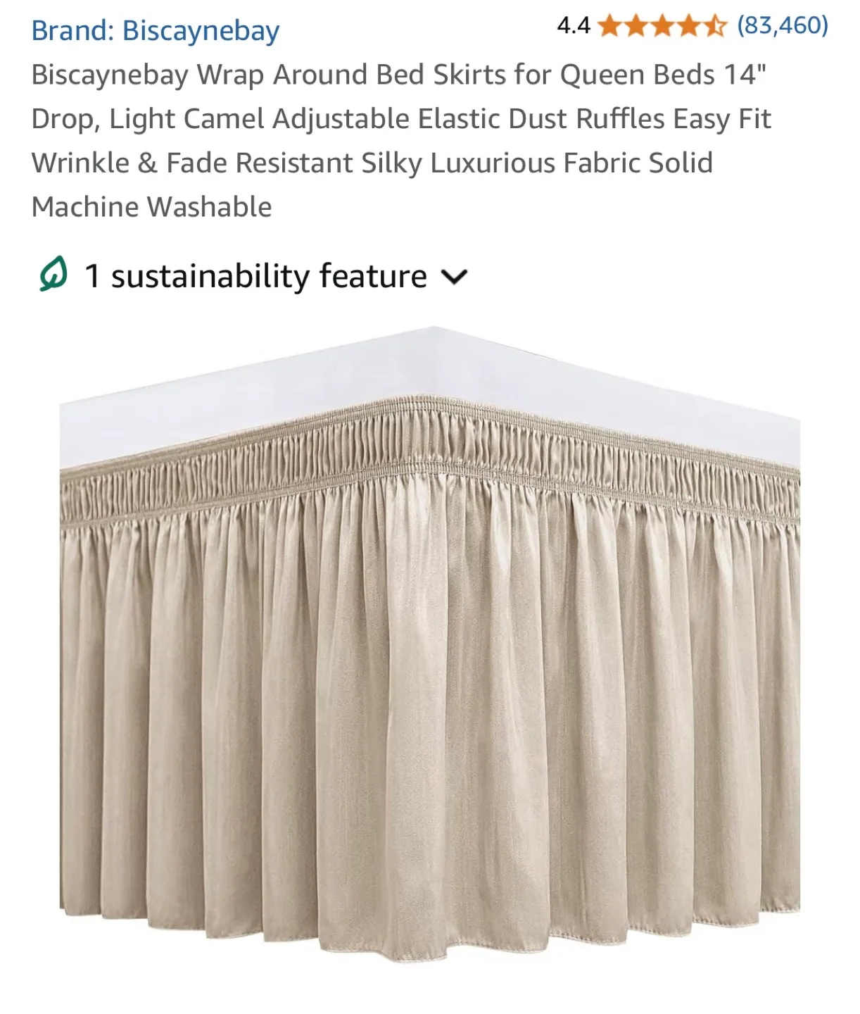 Biscaynebay Queen Bed Skirt - Light Camel thumbnail