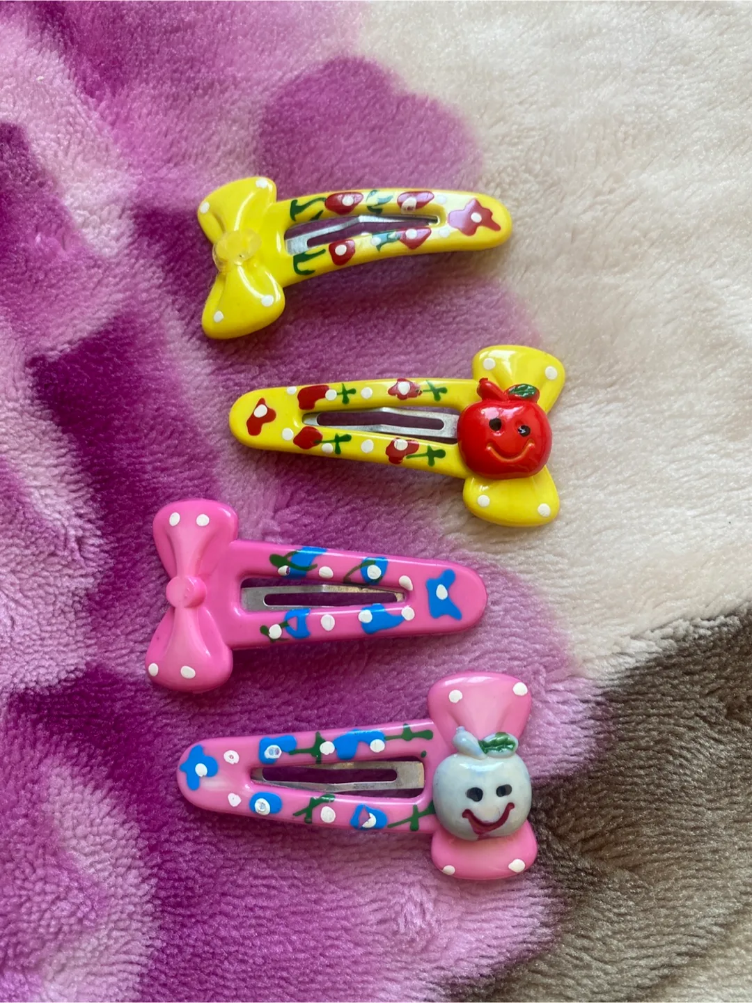 Cute Hair Clips - Yellow & Pink thumbnail
