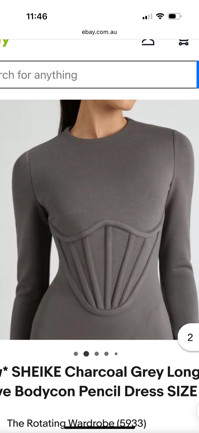 Sheike Charcoal Grey Long Sleeve Dress - photo 2