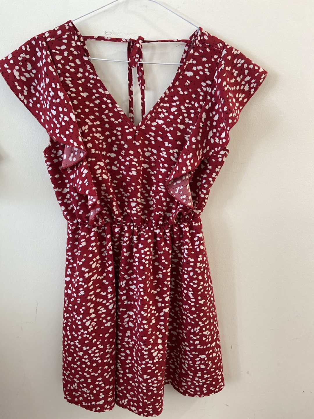 Red & White Print Dress