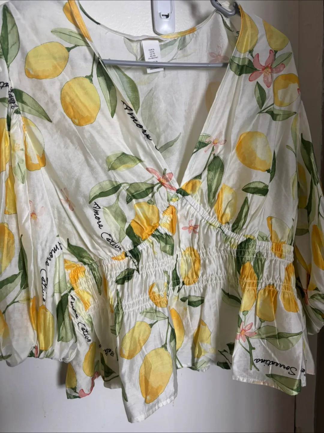 H&M Lemon Print Blouse - Size XL thumbnail
