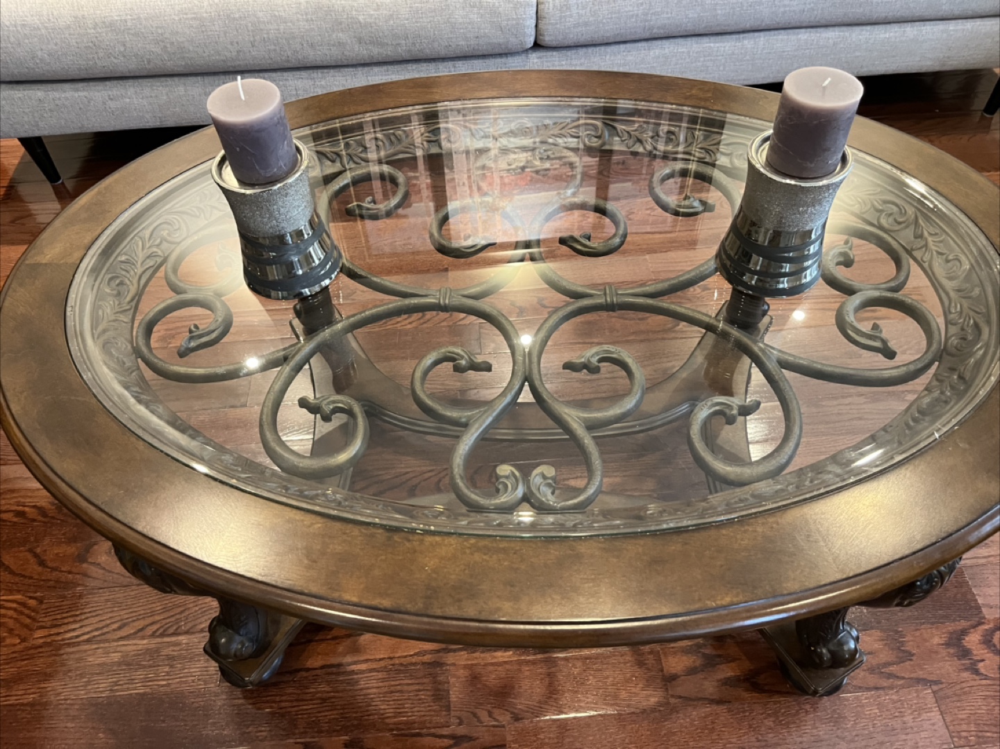 Oval Glass Top Coffee Table