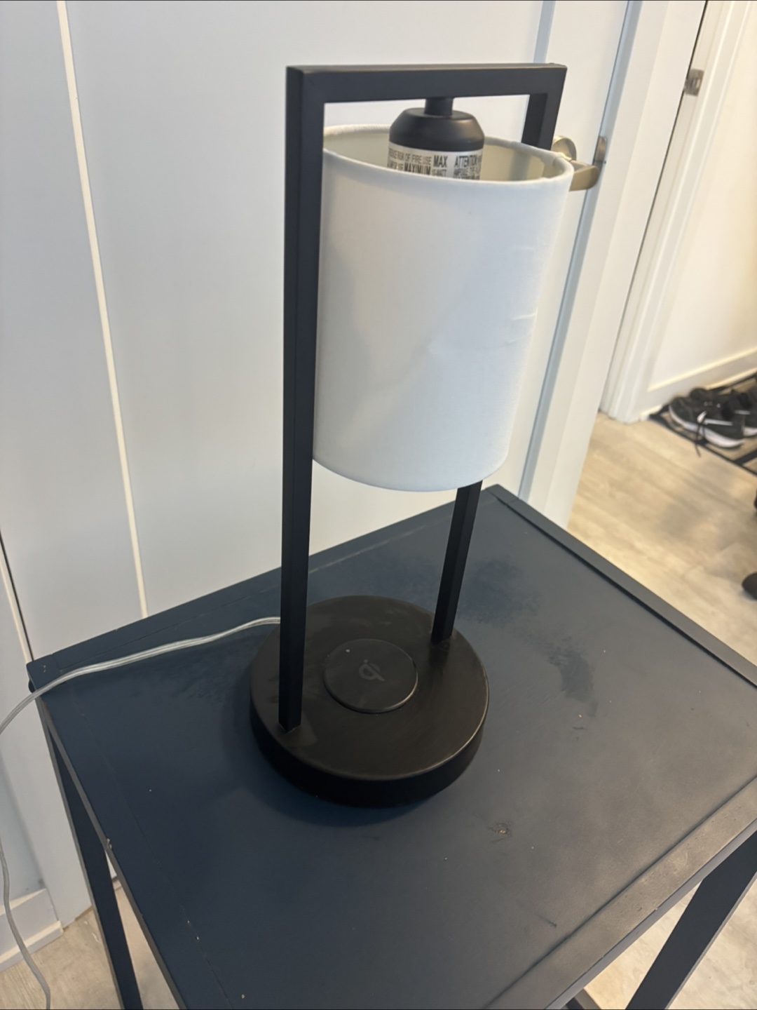 Black Table Lamp with Wireless Charging