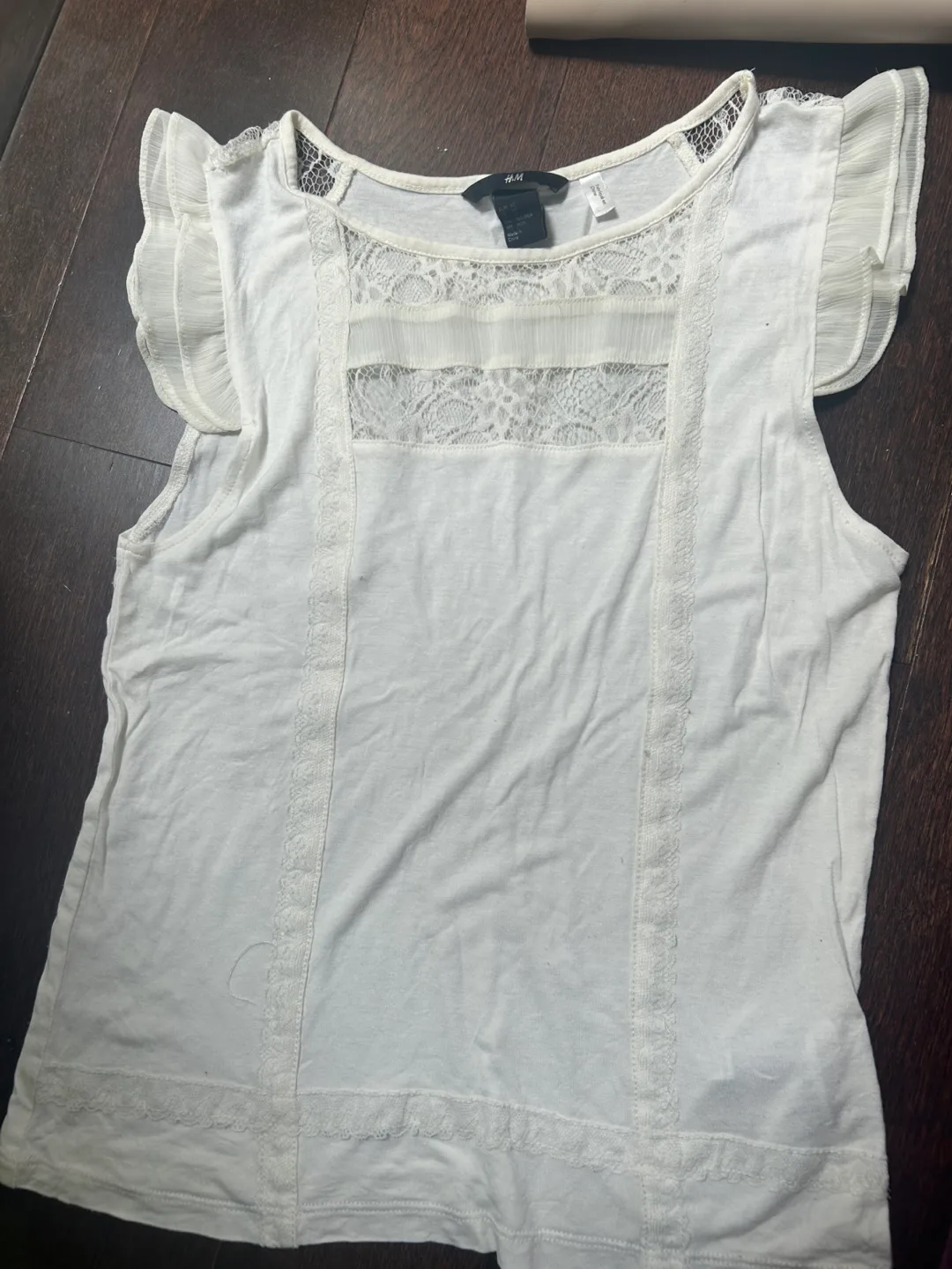 H&M White Y2K Lace Top - Size XS thumbnail