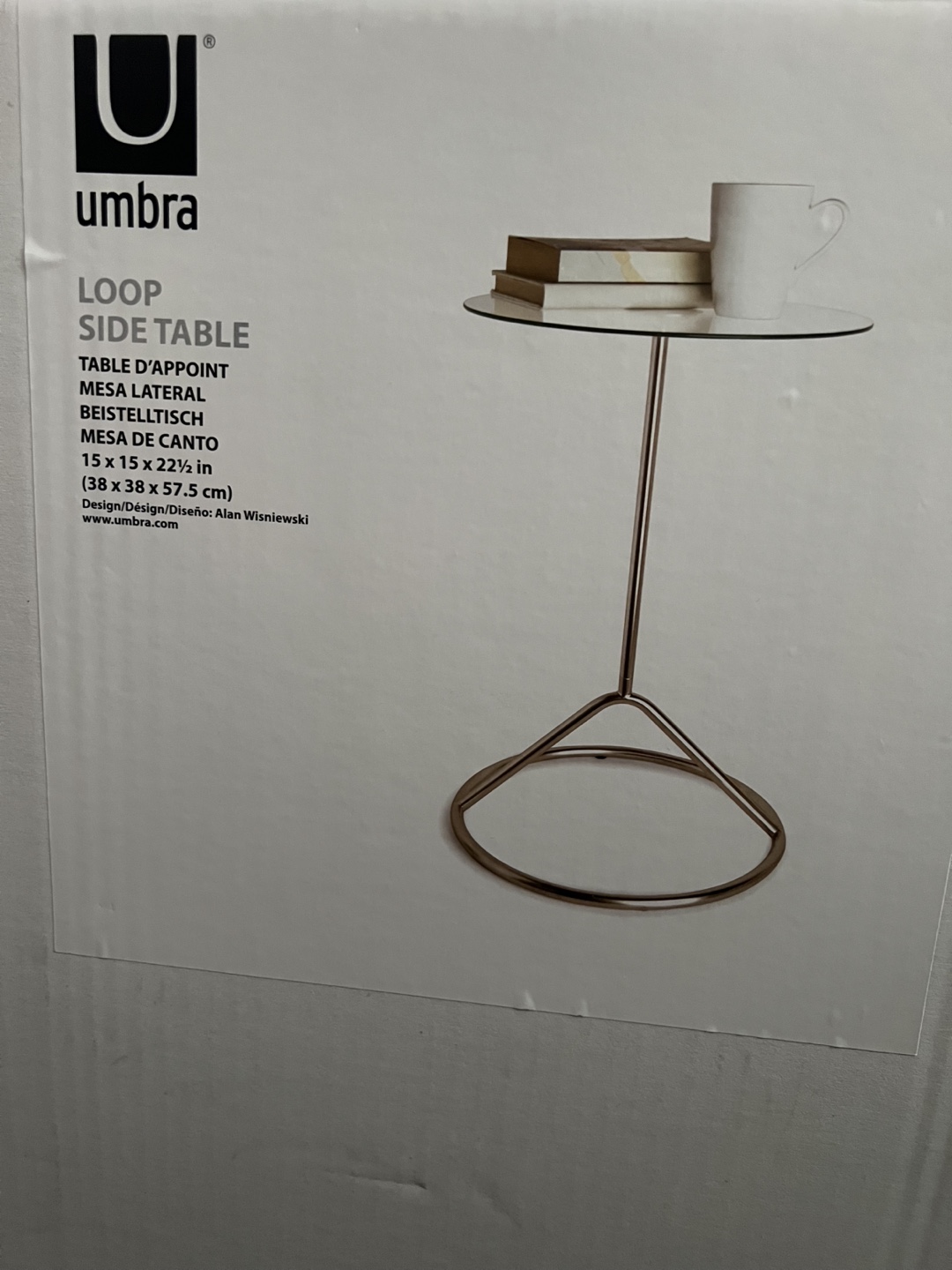 New Umbra Loop Side Table - 15x15x22.5 inches
