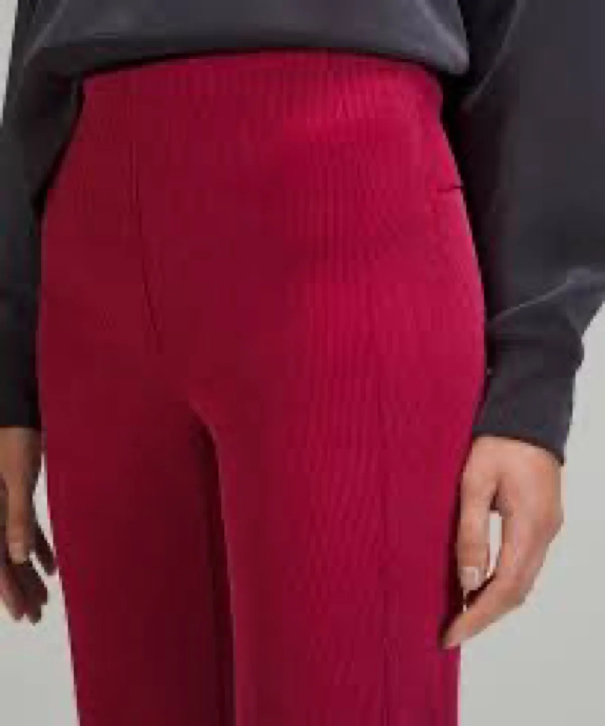 BNWOT lululemon brushed softstreme ribbed zipped flared pants image indicator(2)