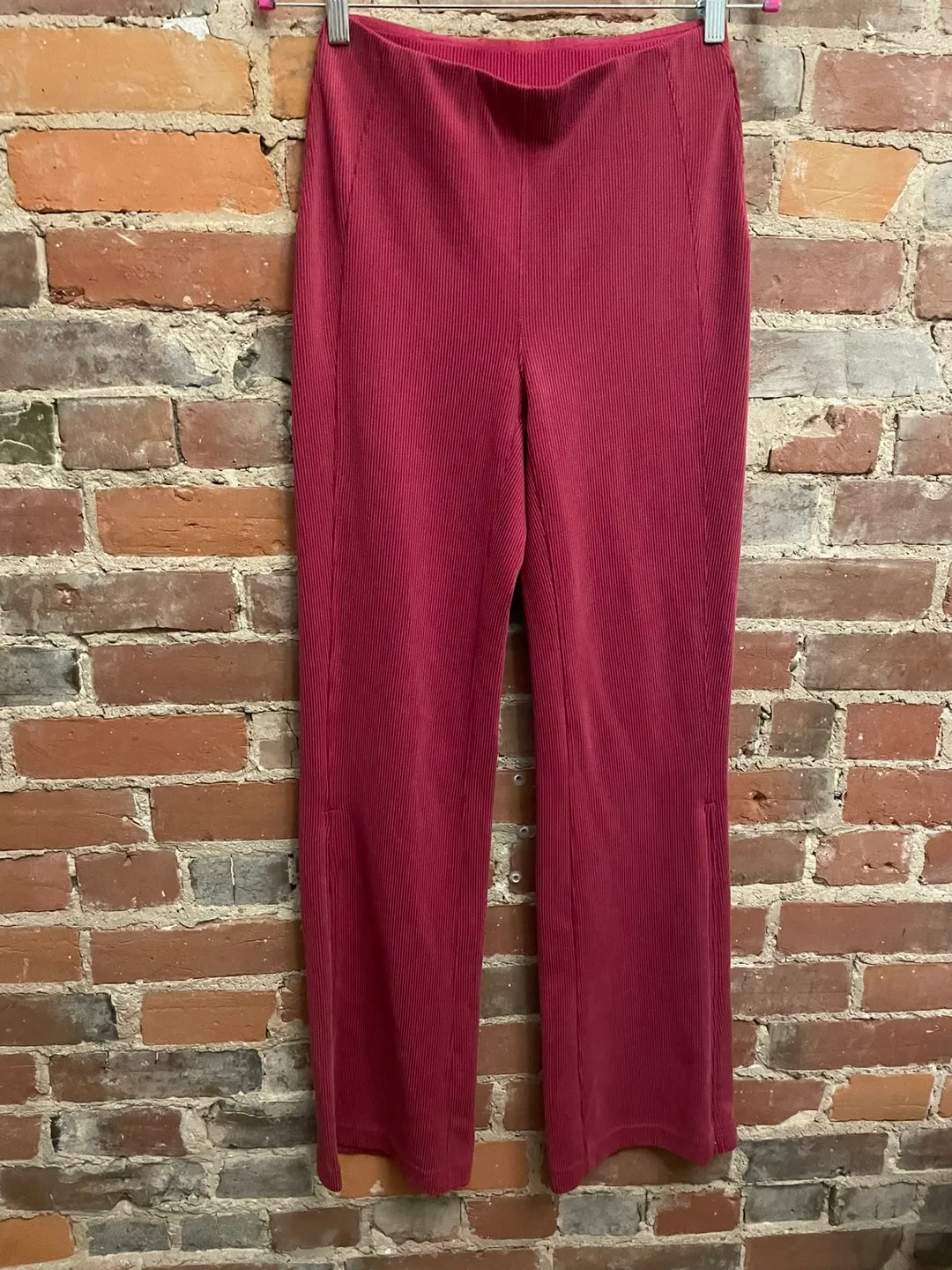 BNWOT lululemon brushed softstreme ribbed zipped flared pants image indicator(3)