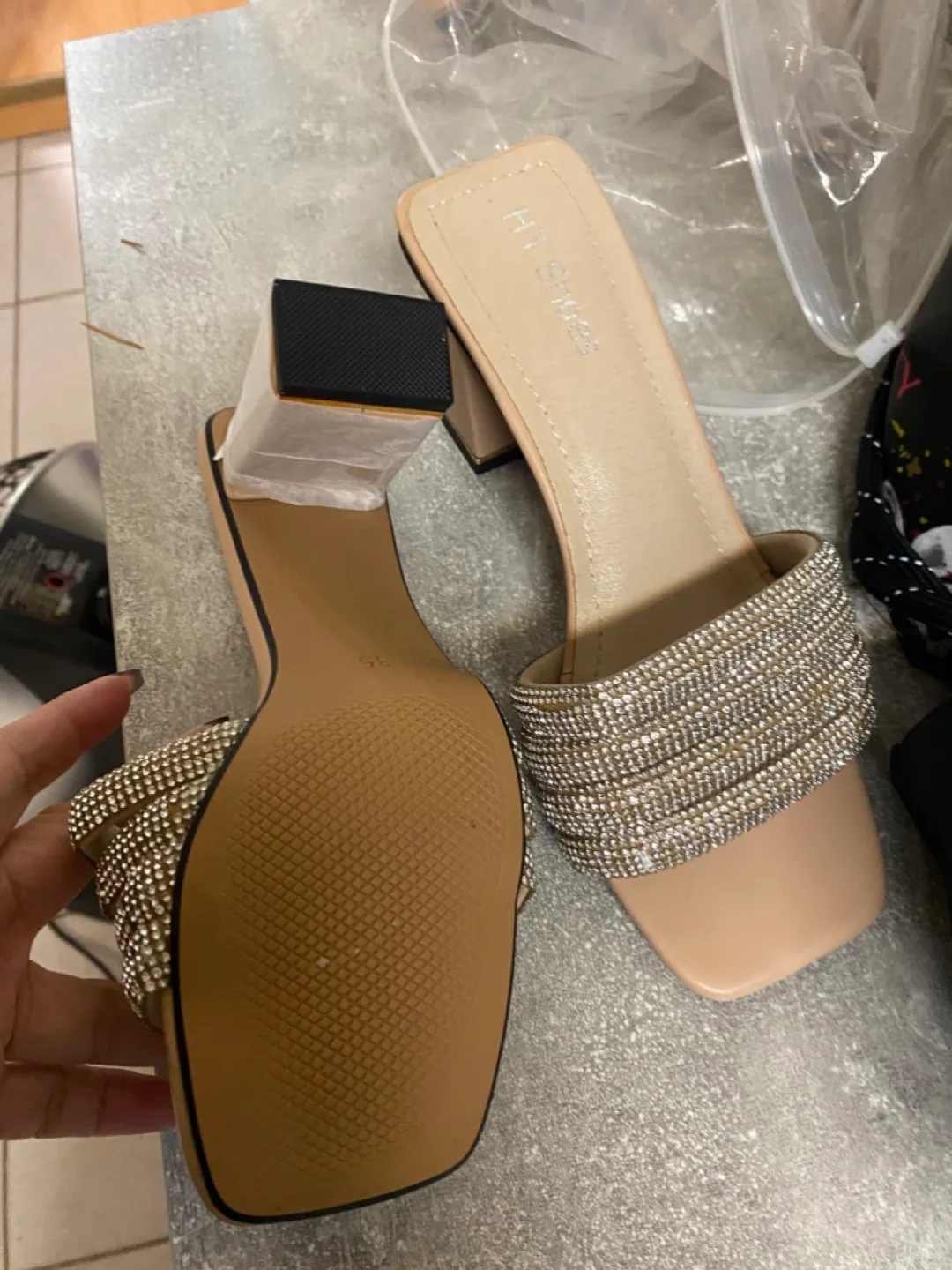 HT Shoes Rhinestone Heeled Sandals - Size 36 image indicator(4)