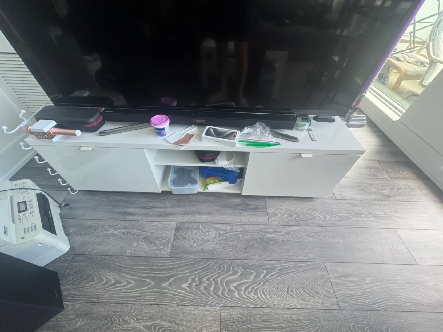 IKEA BYÅS TV Bench - High Gloss White thumbnail