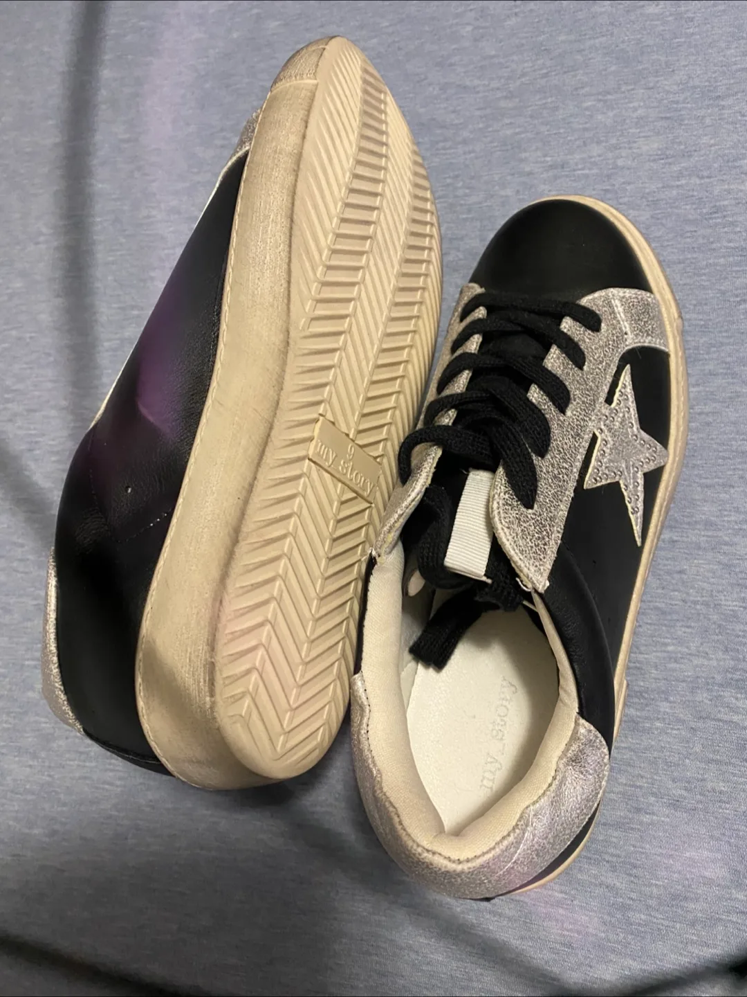 My Story Black & Silver Sneakers, Size 9 thumbnail