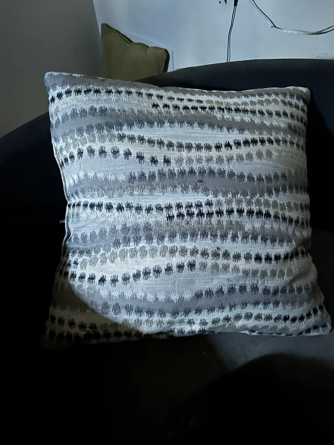 Large Grey Patterned Throw Pillow thumbnail