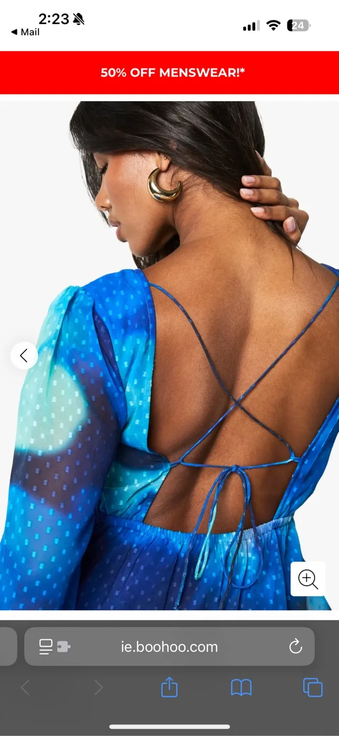 Boohoo Blue Tiered Maxi Dress image indicator(4)