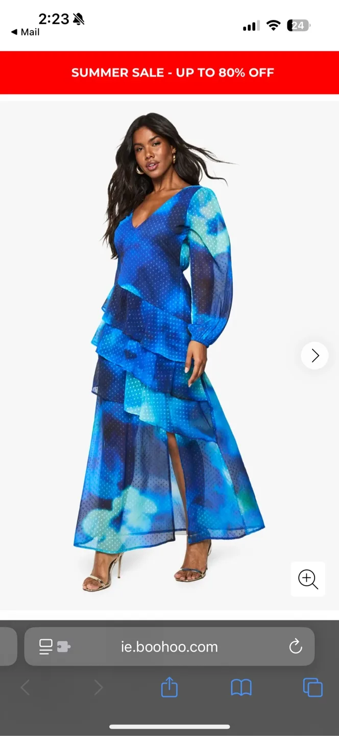 Boohoo Blue Tiered Maxi Dress image indicator(2)
