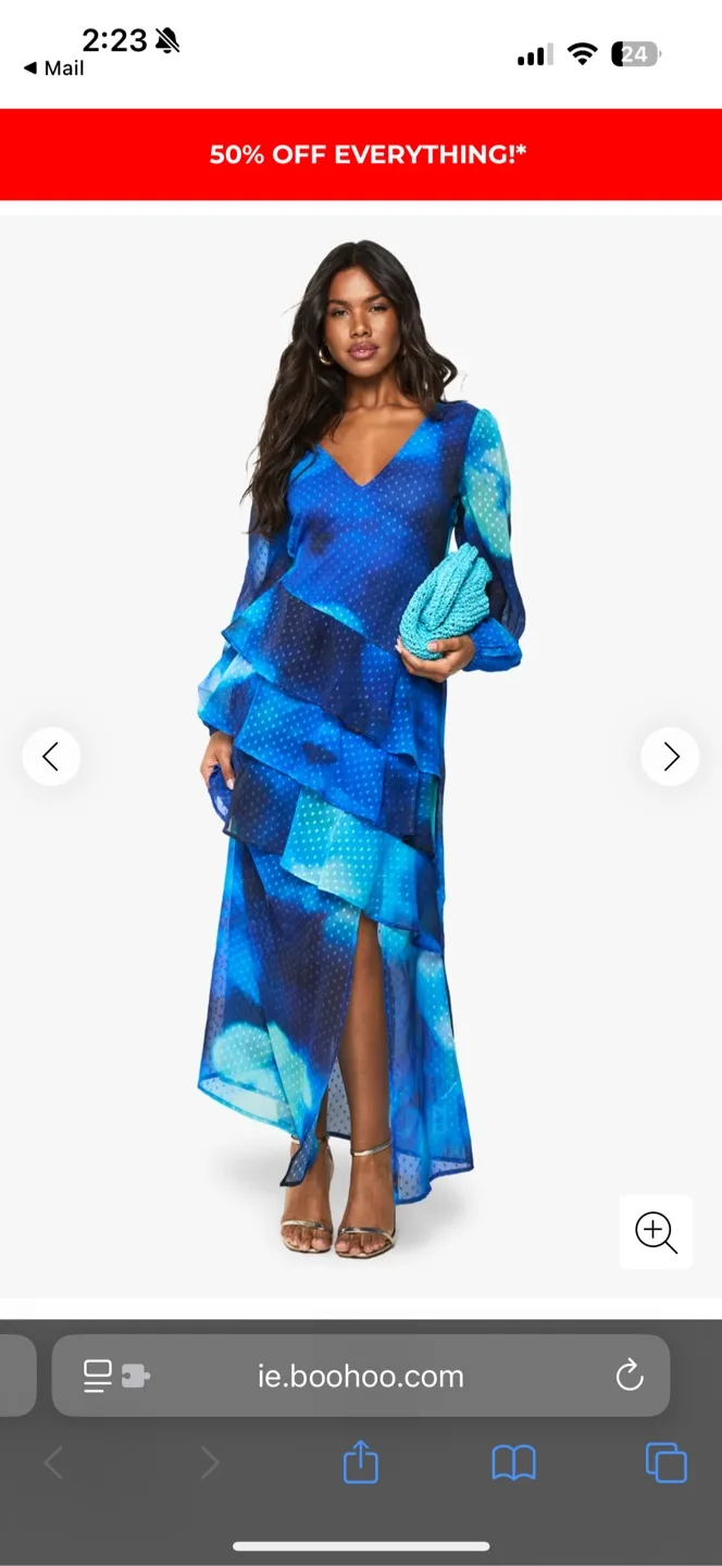 Boohoo Blue Tiered Maxi Dress image indicator(3)