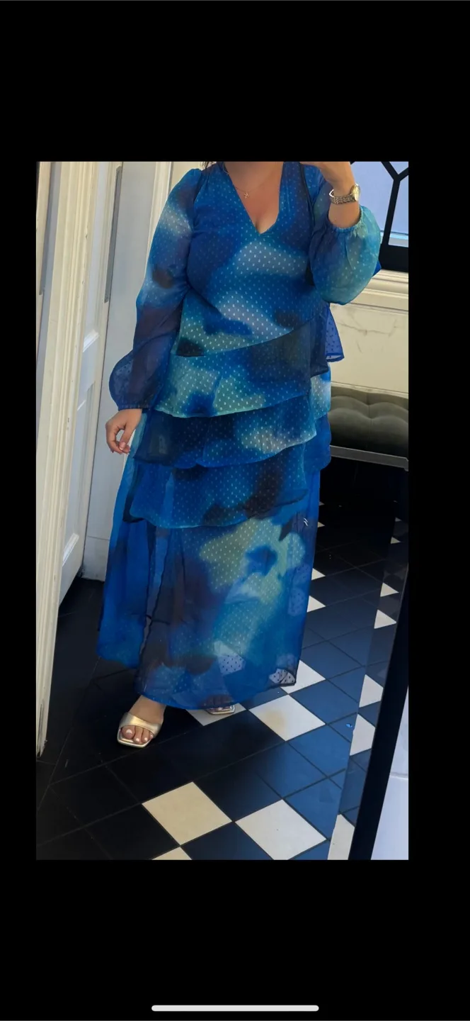 Boohoo Blue Tiered Maxi Dress image indicator(6)