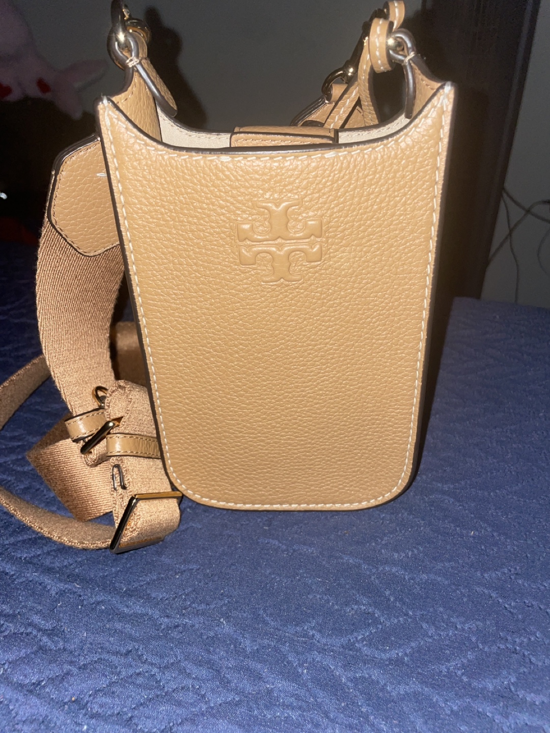 Tory Burch Tan Leather Phone Crossbody Bag