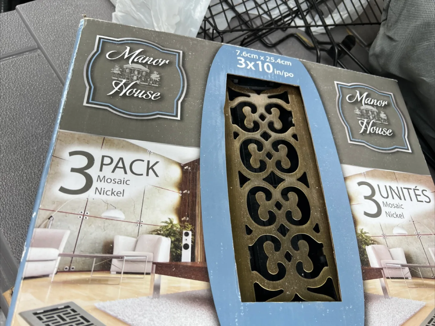 Manor House 3x10 Mosaic Nickel Vent Cover (3-Pack) image indicator(2)