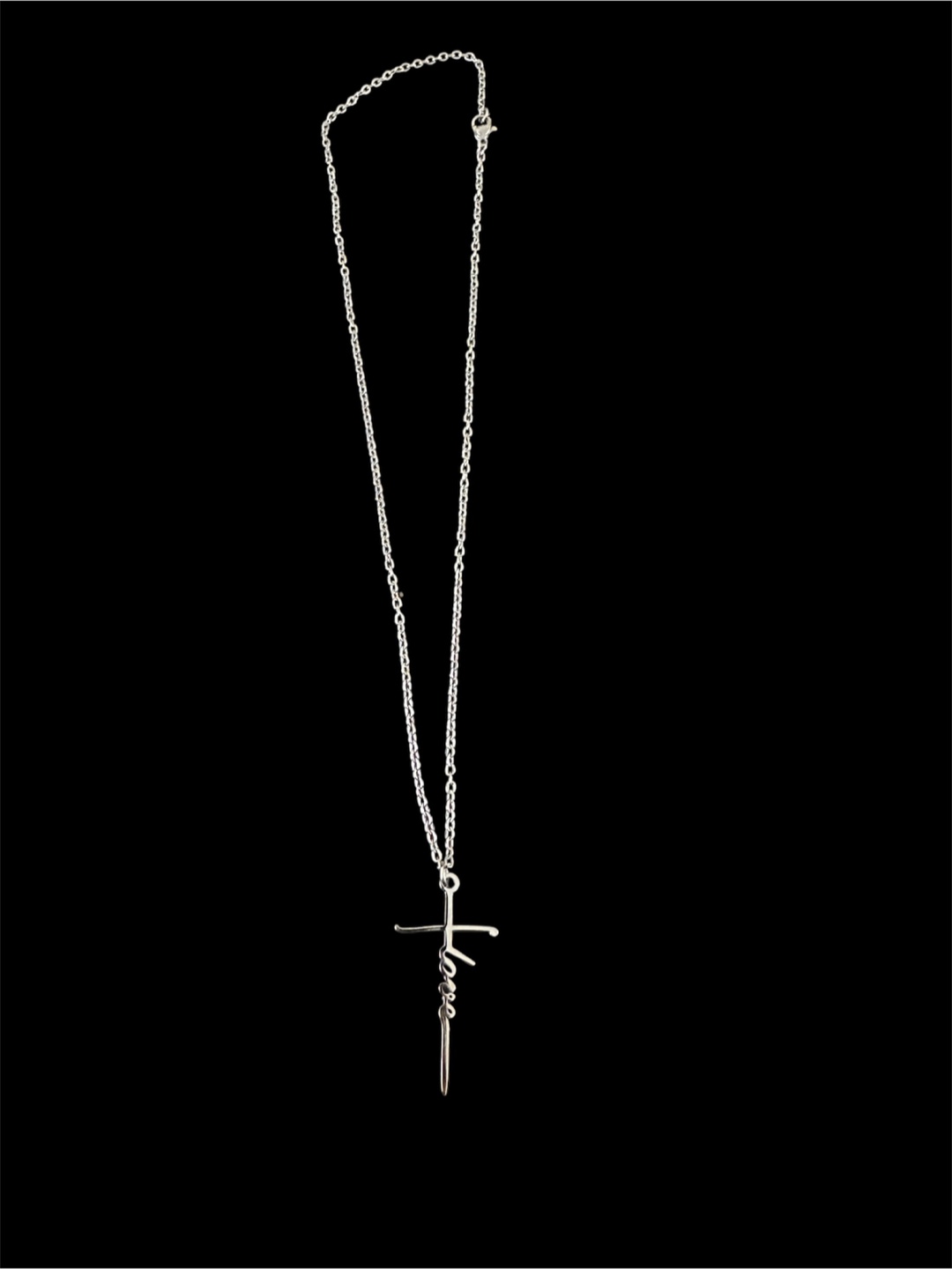 Silver 'Love' Cross Necklace - photo 2
