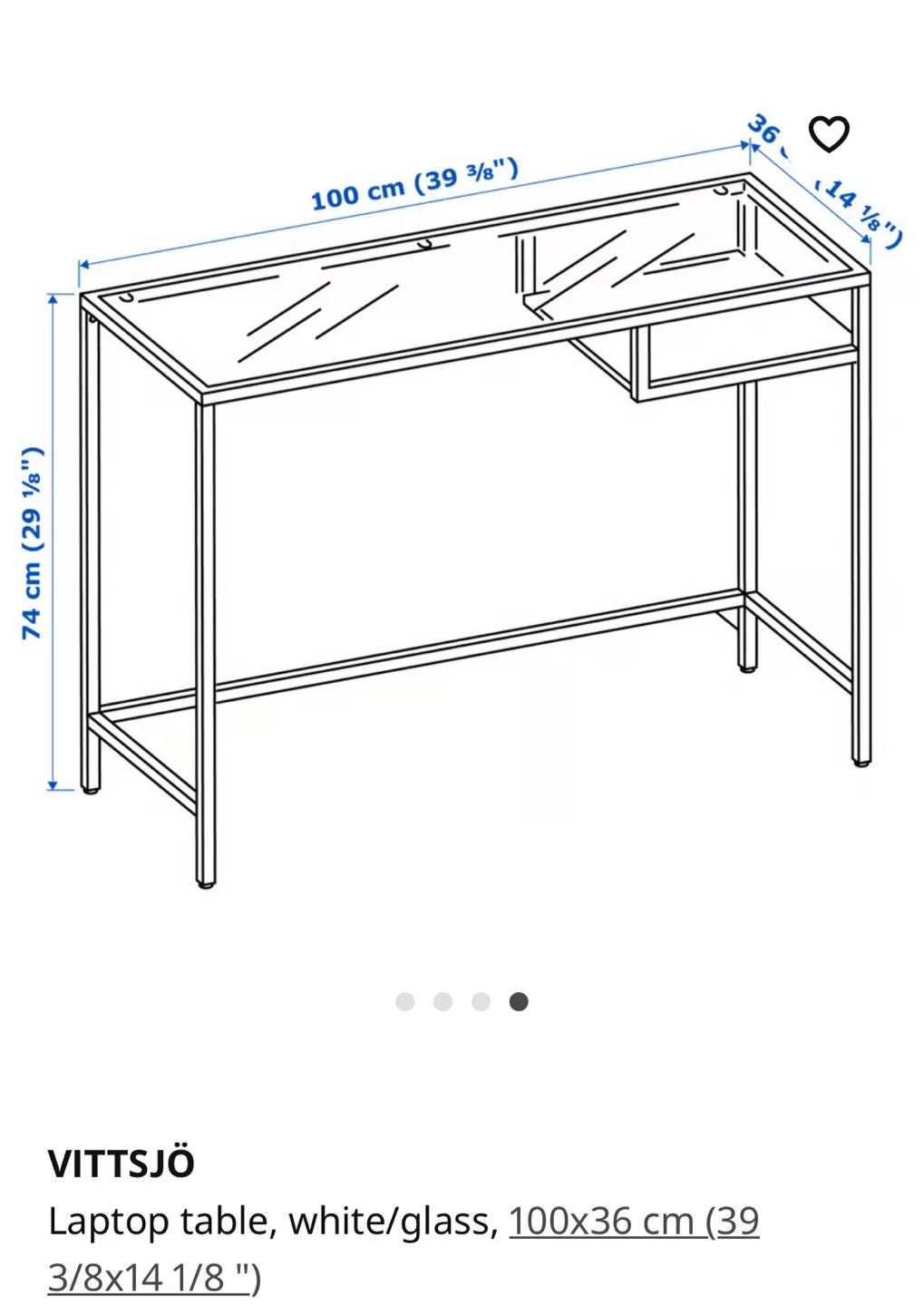 IKEA VITTSJÖ Laptop Table - Black/Glass image indicator(2)