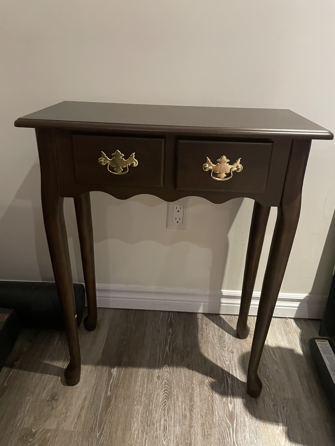 Dark Brown Wooden Side Table with Drawers