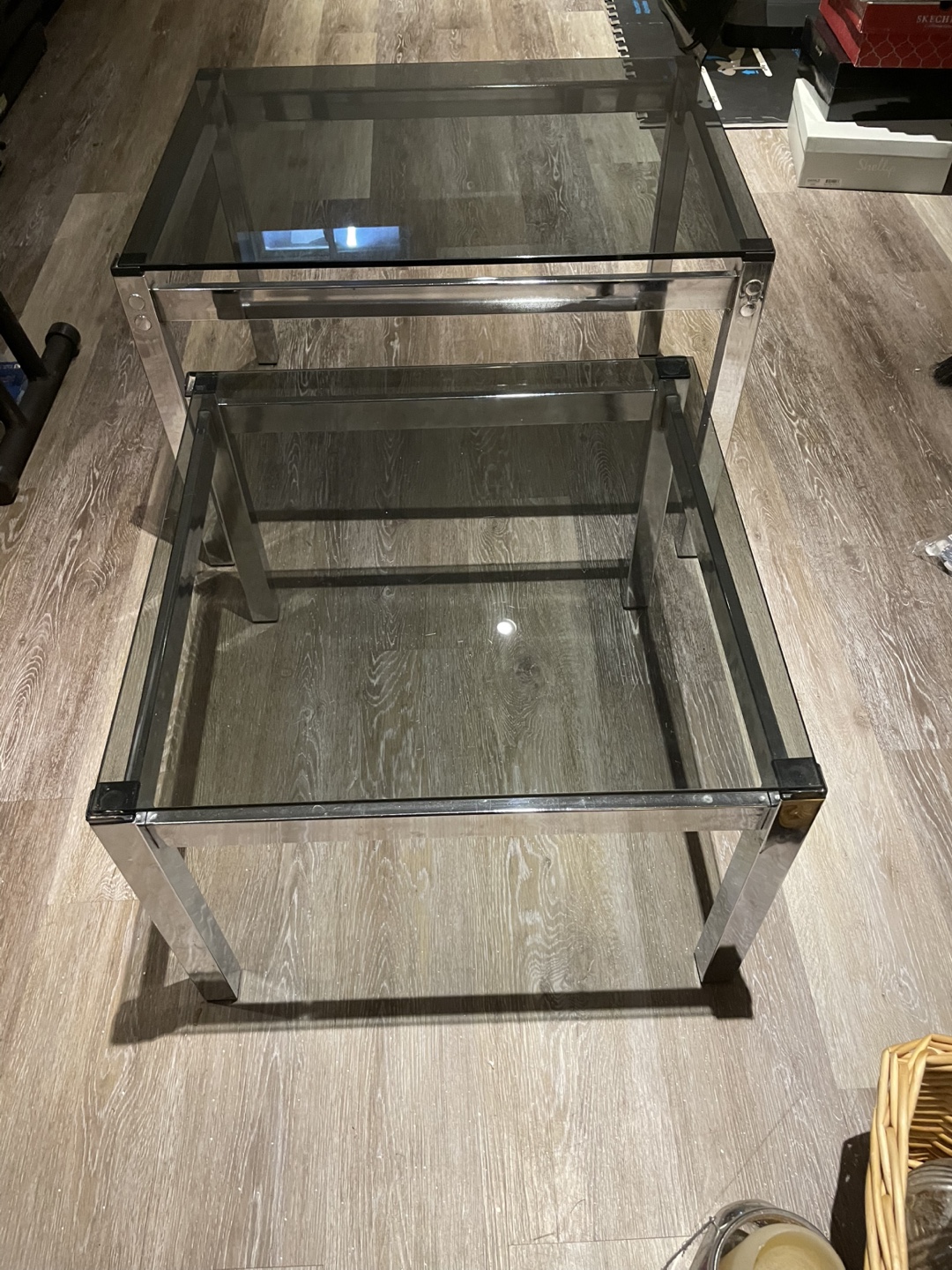 Glass & Chrome Nesting Coffee Tables - photo 4