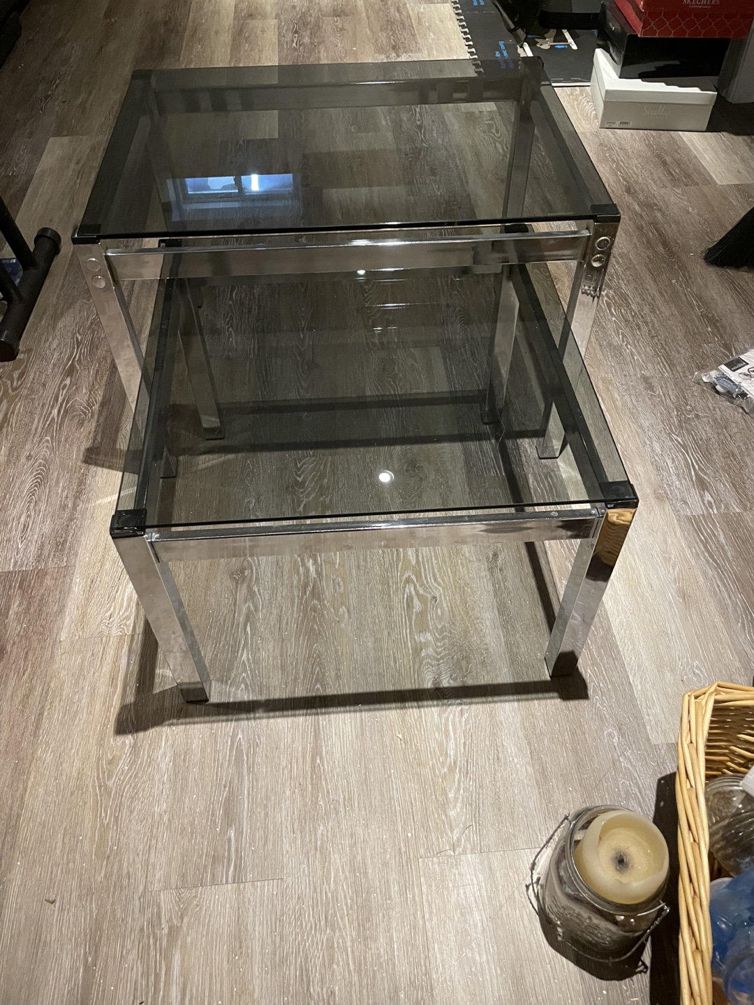 Glass & Chrome Nesting Coffee Tables - photo 2