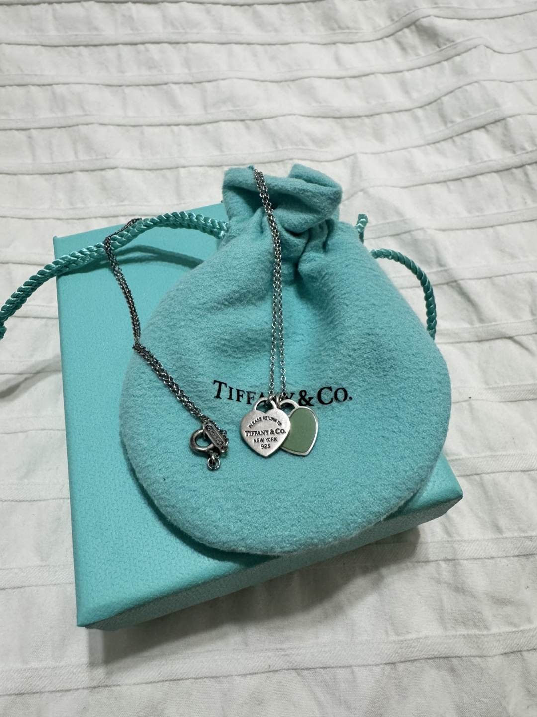 Tiffany & Co. Double Heart Tag Pendant Necklace