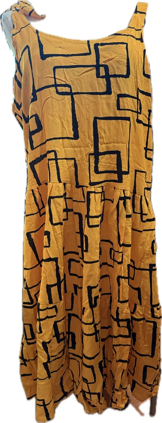 Yellow Dress with Black Geometric Print thumbnail