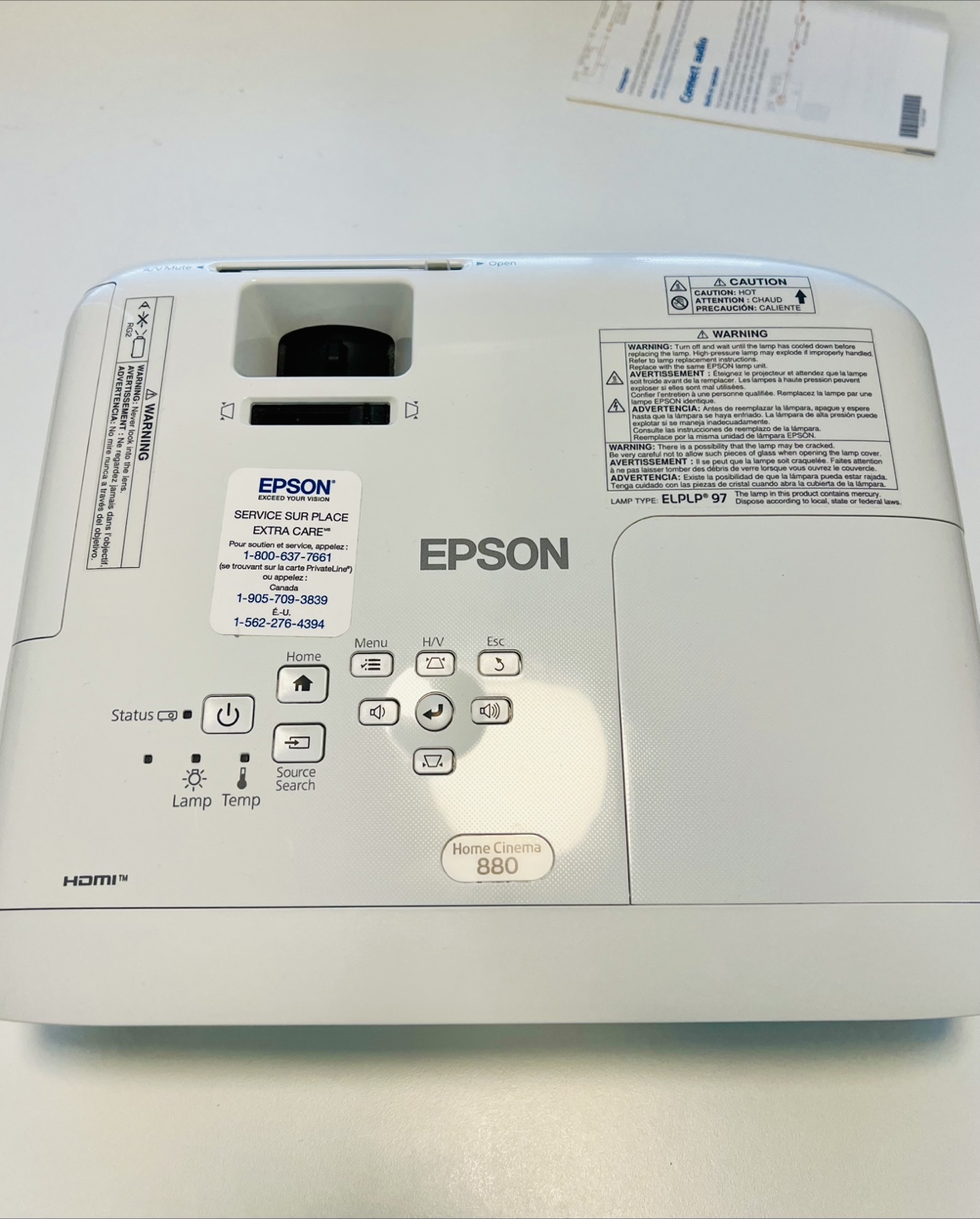 Epson Home Cinema 880 Projector - photo 2