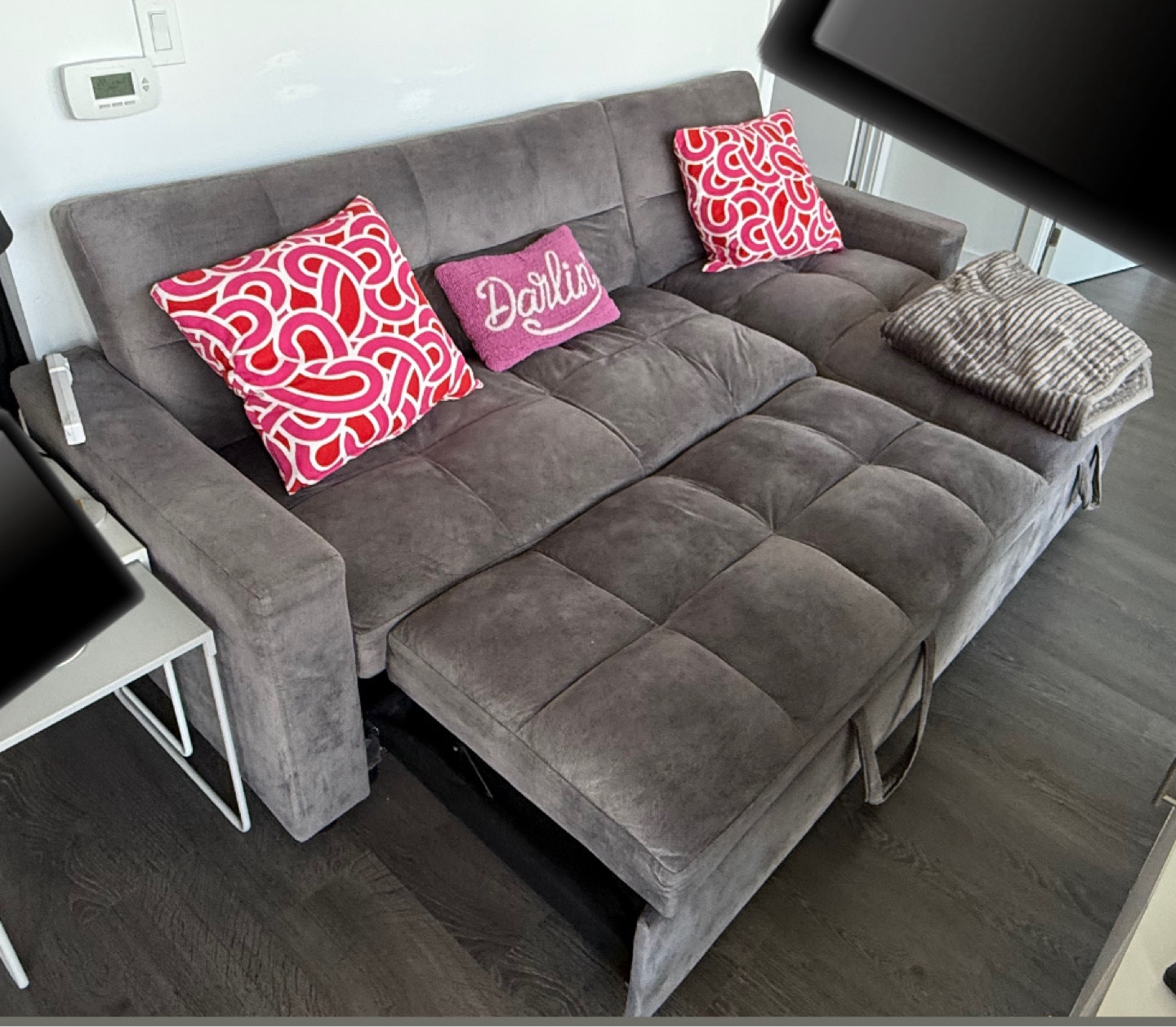 Grey Sofa King Bed with Ottoman. - photo 2