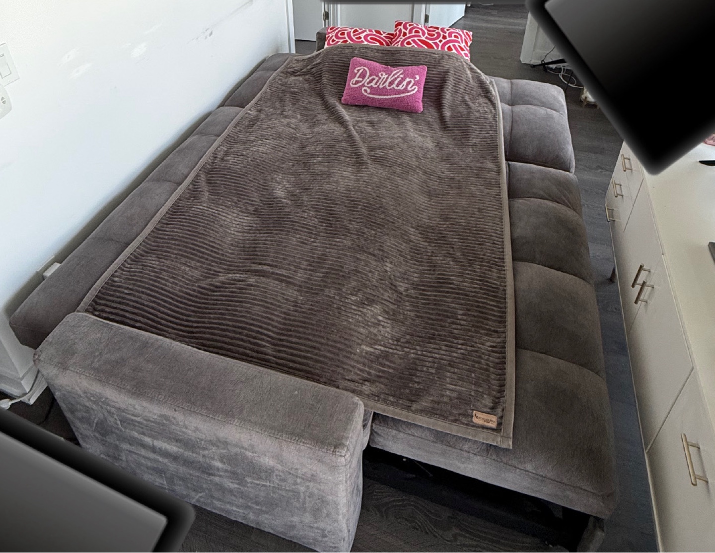 Grey Sofa King Bed with Ottoman. - photo 4
