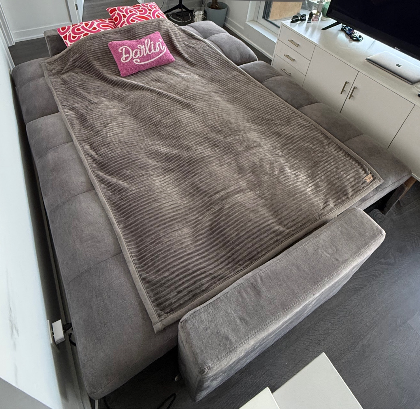 Grey Sofa King Bed with Ottoman. - photo 5
