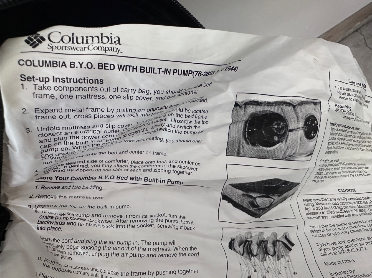 Columbia B.Y.O. Bed with Built-in Pump
