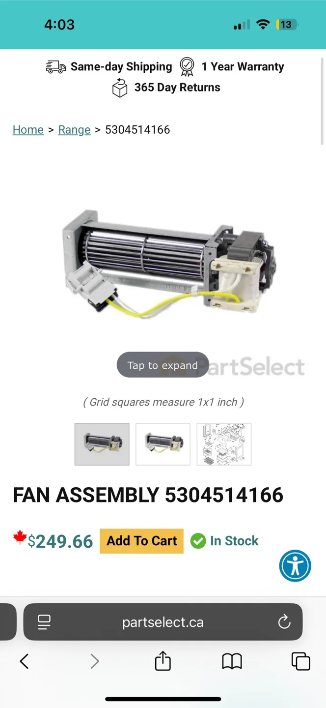 New Frigidaire 5304514166 Fan Assembly / Electrolux thumbnail