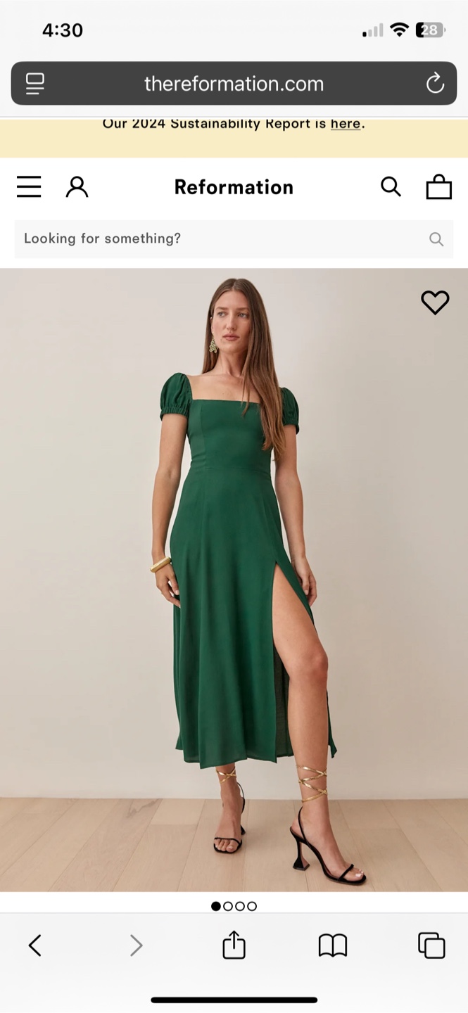 Reformation Green Midi Dress