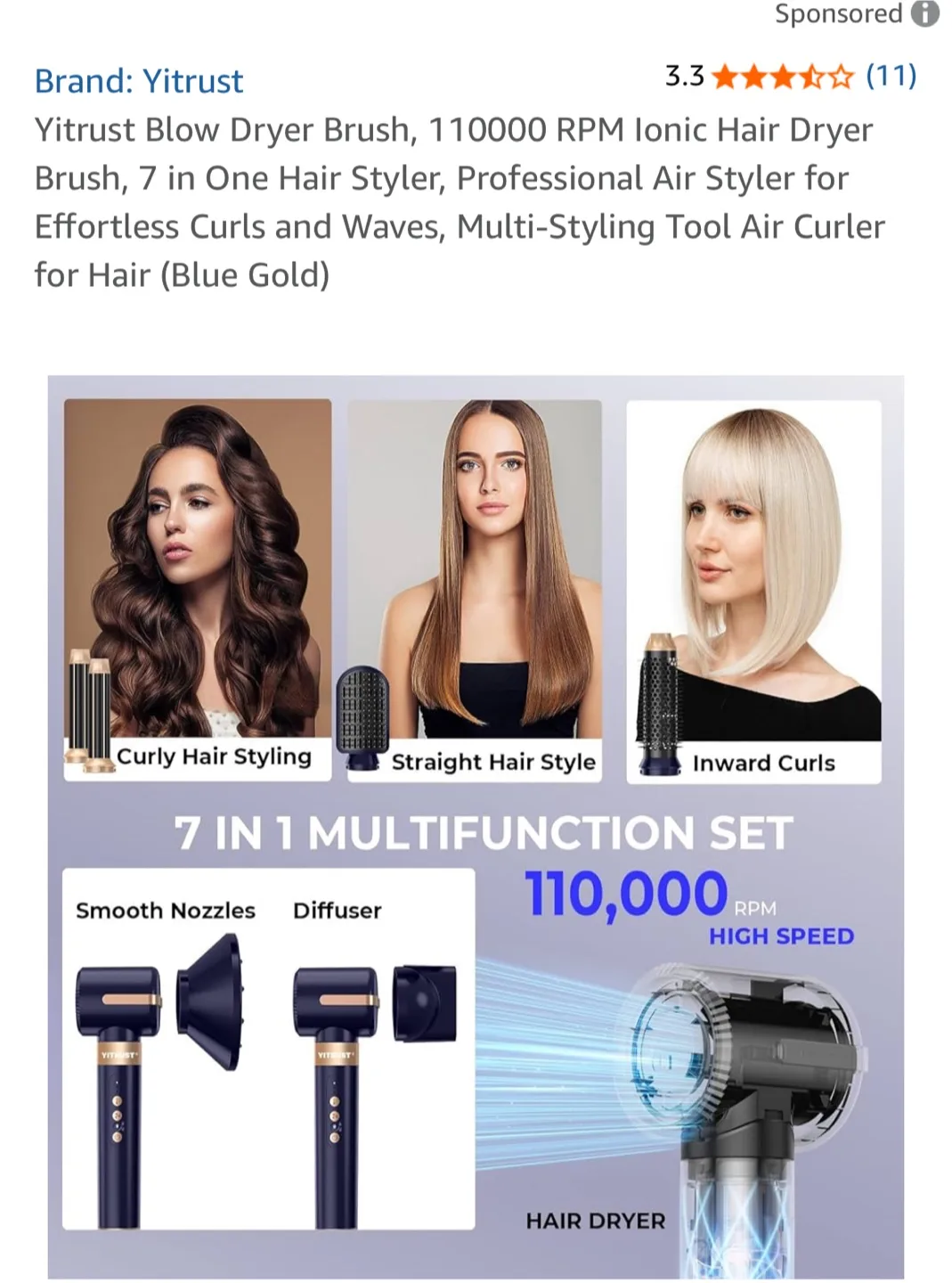 Yitrust Blow Dryer Brush - 7 in 1 Hair Styler image indicator(2)