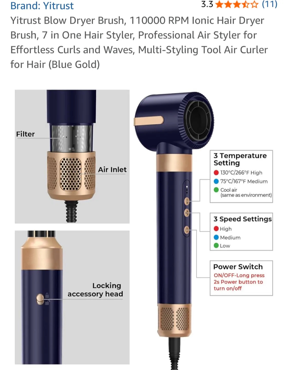 Yitrust Blow Dryer Brush - 7 in 1 Hair Styler image indicator(9)