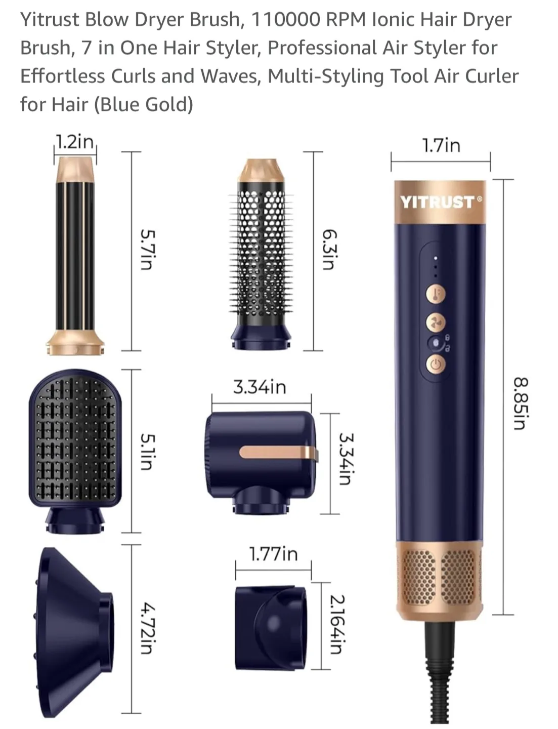 Yitrust Blow Dryer Brush - 7 in 1 Hair Styler image indicator(8)