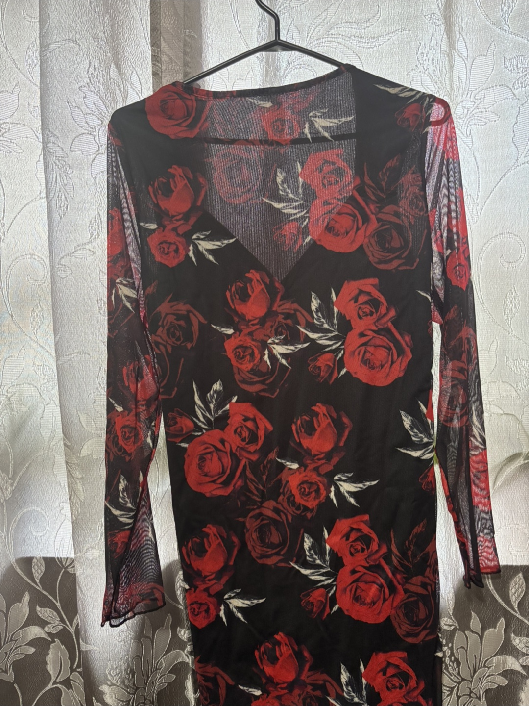 Rose Print Mesh Bodycon Dress - photo 5