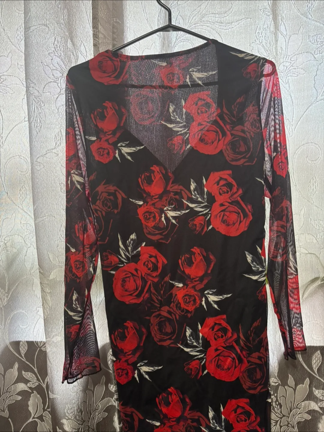 Rose Print Mesh Bodycon Dress image indicator(5)