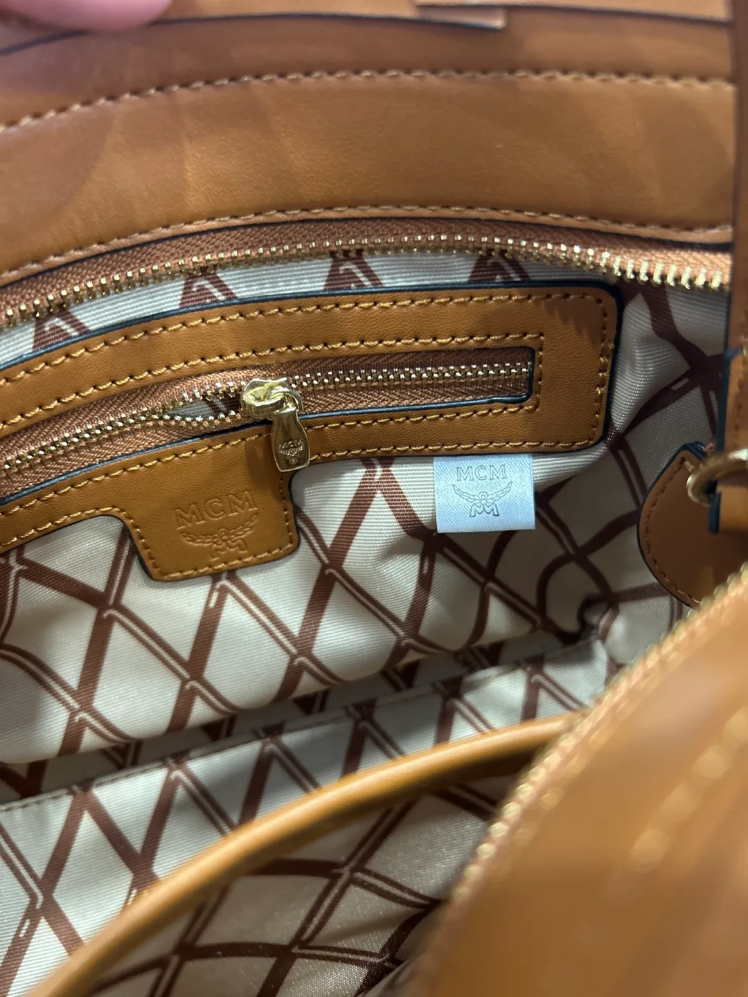 MCM Vintage Jacquard Tote Bag w/ Dog Charm image indicator(4)