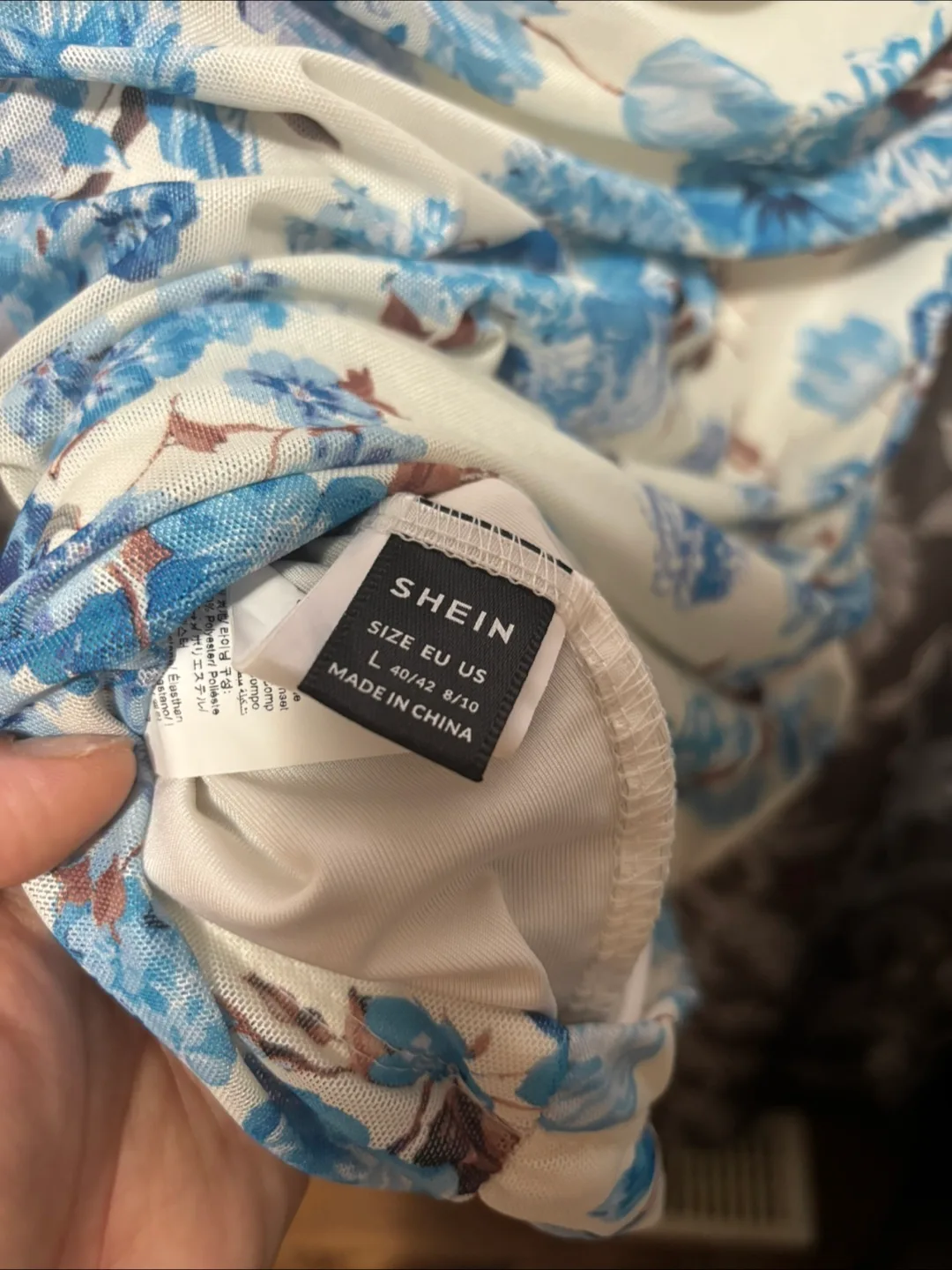 Shein Blue Floral Dress - Size L thumbnail