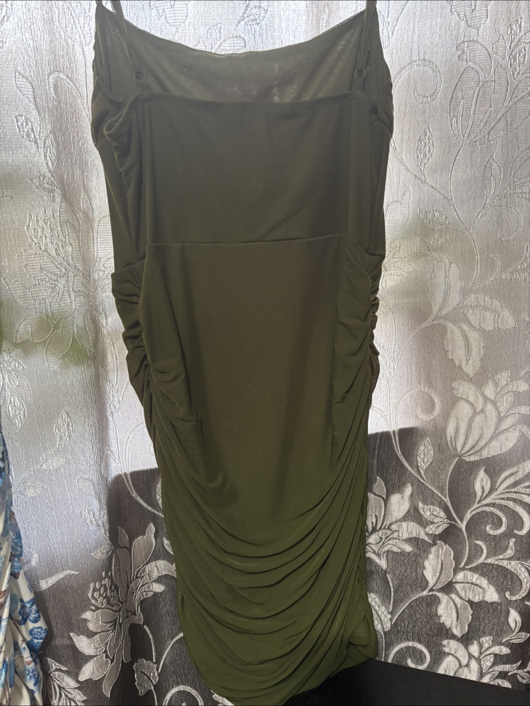 Olive Green Ruched Bodycon Dress - photo 2