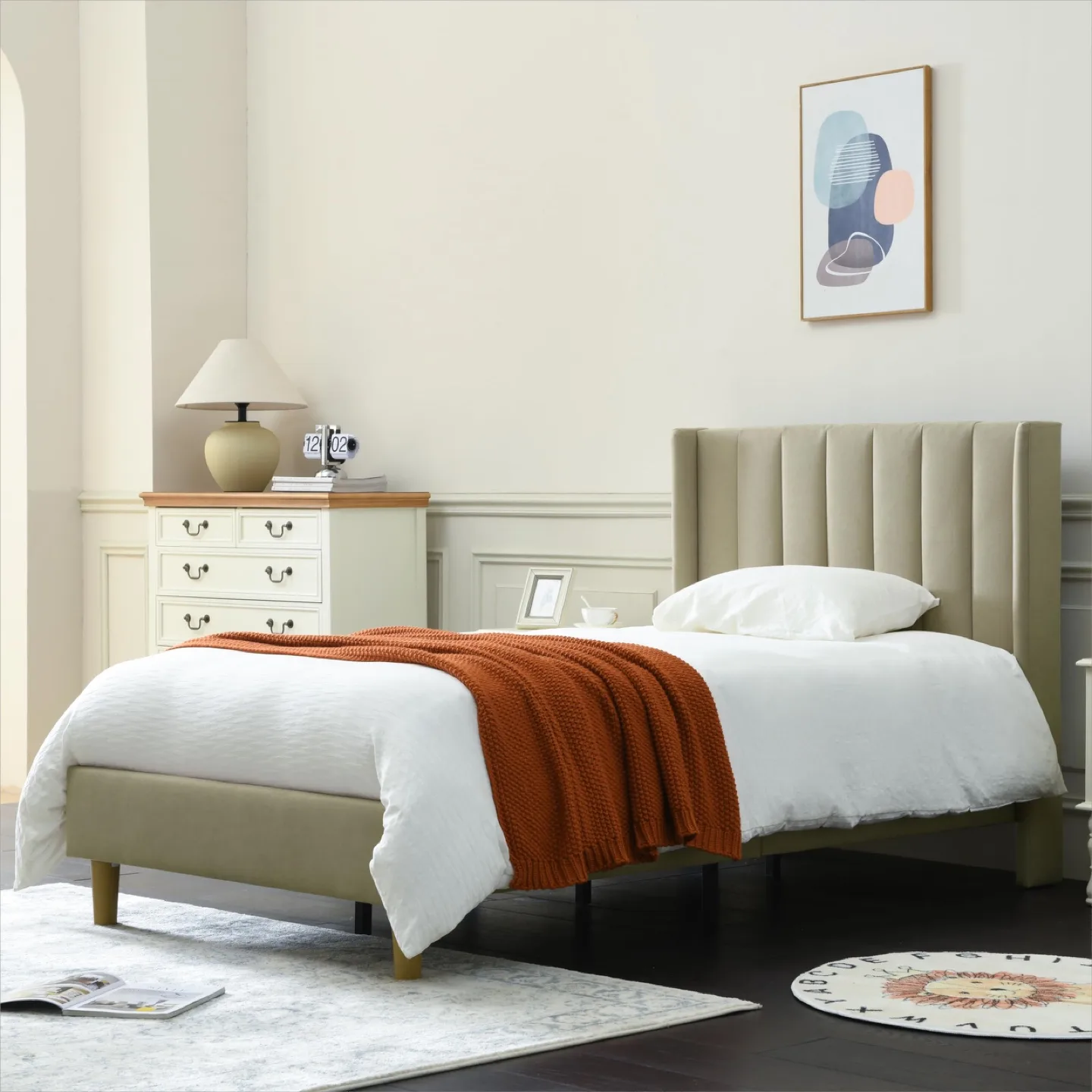 YUHUASHI Twin upholstered Platform Bed Frame thumbnail